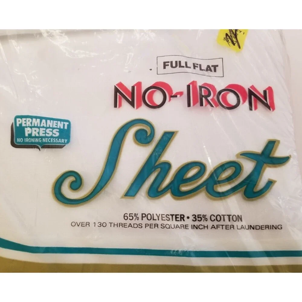 Vintage Kmart Full Flat Sheet No-Iron Permanent Press New Old Stock White